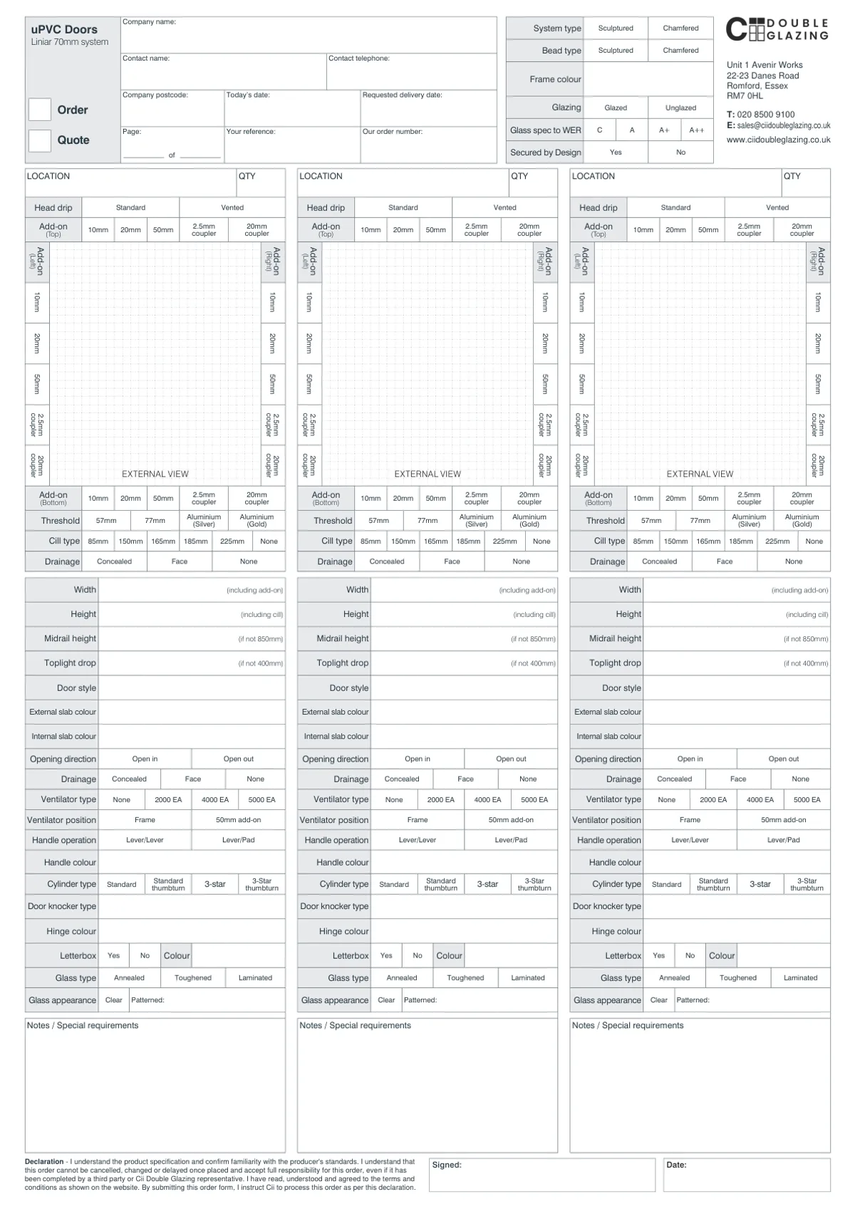 uPVC Door Form 2026, page 1