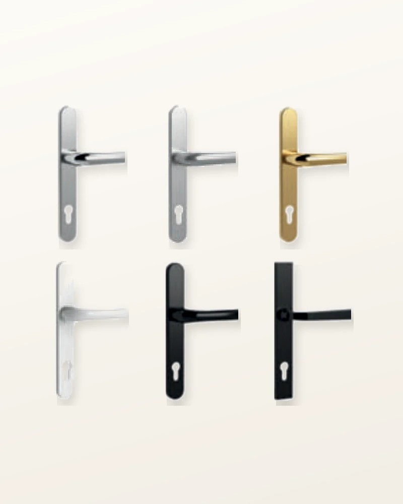 Door furniture in several finishes