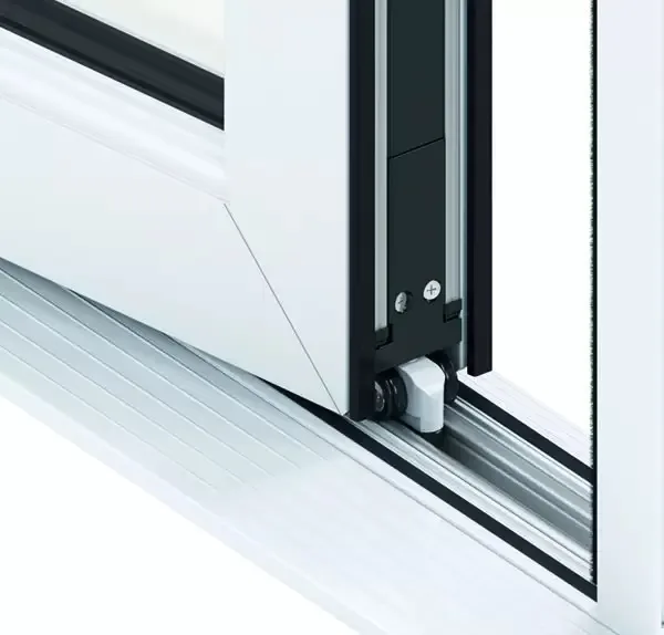 Low aluminium threshold on a bi-fold door