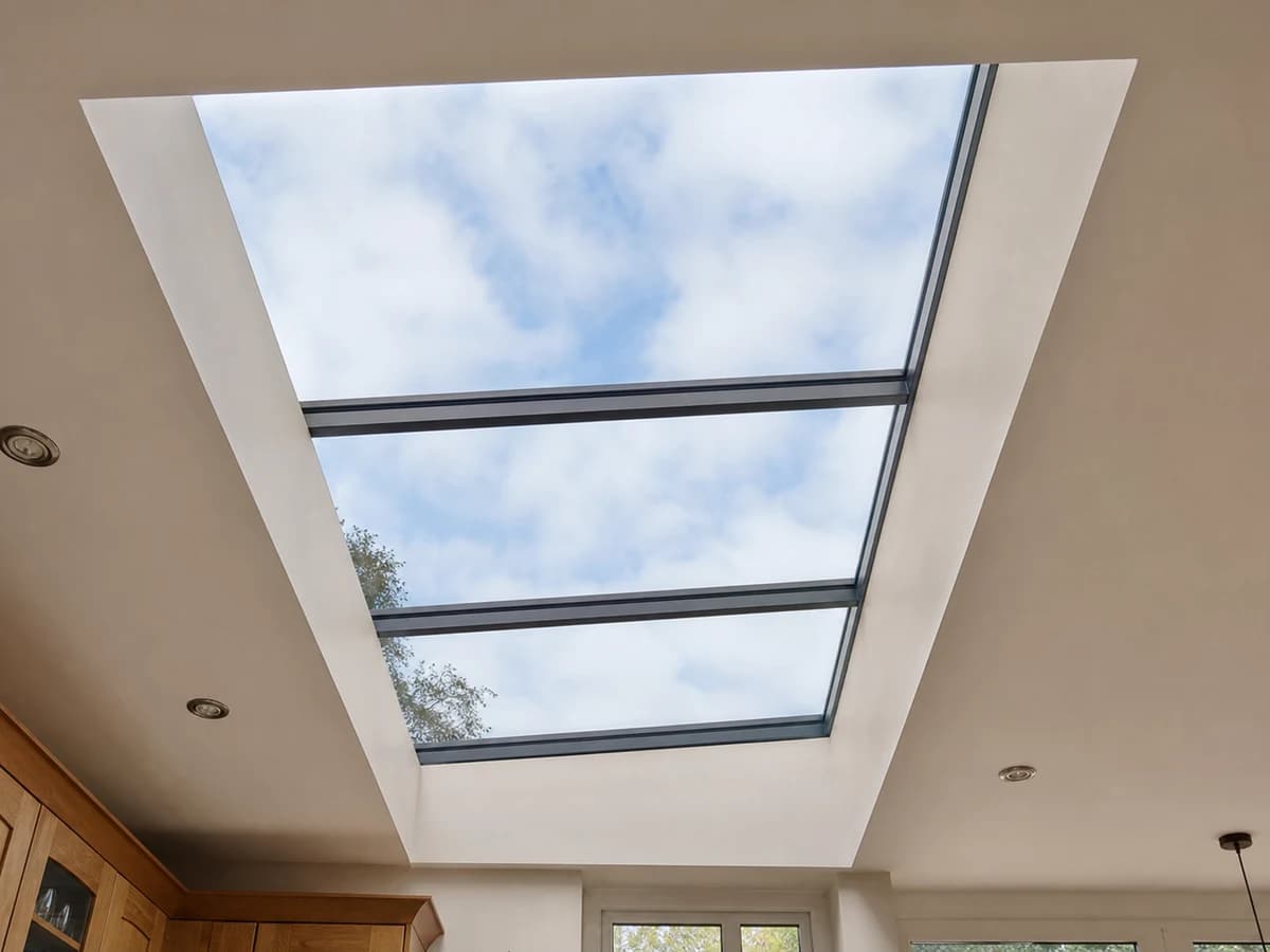 A broad ceiling opening from inside